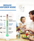 Family enjoying meal with noise reduction chart from Splash Guard Collar For Garbage Disposals 3 1 8 Inch Multi Function Drain Plugs Sink Baffle Food Waste Disposer Parts Accessories Reduces Splashing And Noise Fits Waste King WhirlAway GE EZ Mount And More.