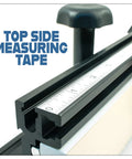 Top Shelf 32 Inch Deluxe Router Table Fence With Rock Solid Aluminum L Backer And Quick Adjust Featherboard showing measuring tape detail.