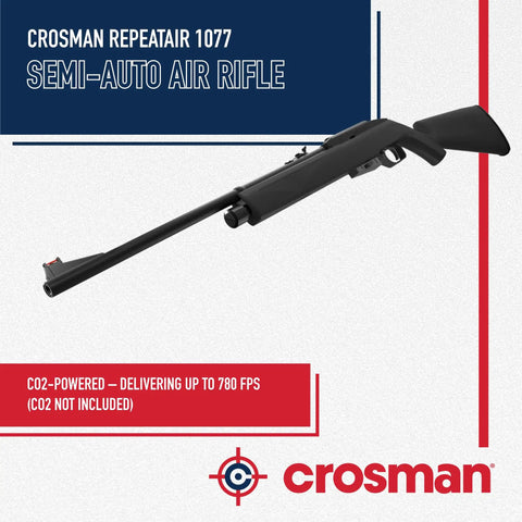 177 Caliber CO2 Semi Auto Air Rifle With 12 Shot Magazine And 780 FPS Black Finish Rifled Barrel Display