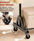 Close-up of Dope Rolling Garment Rack With Retractable Hanging Rods, showing lockable wheels with 360° rotation