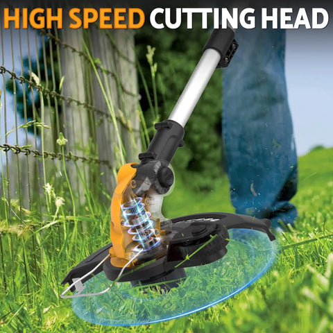 High-speed cutting head of 3-In-1 Cordless String Trimmer With Auto Line Feed, Foldable Weed Eater Edger And Mower