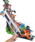 City Car Wash Play Set With Giant Gator Color Change Fun Elevator Lift And Rolling Brush Track for kids