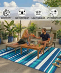 Outdoor Patio Rug 4x6 Ft Waterproof Plastic Straw Style For Deck Garden Backyard, Durable Outdoor Area Rug with furniture set
