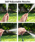 Hands adjusting sprayers of 98 Feet Of 1/4 Inch Quick Connect Drip Irrigation Kit With 16 Adjustable Spray Nozzles For Garden Greenhouse