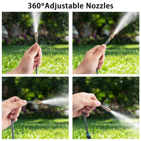 Hands adjusting sprayers of 98 Feet Of 1/4 Inch Quick Connect Drip Irrigation Kit With 16 Adjustable Spray Nozzles For Garden Greenhouse