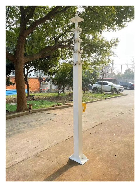 Workhorse Hydraulic Telescopic Wire Rope Mast 5 To 12 Meters With Hand Crank And Electric Drive in outdoor setting.