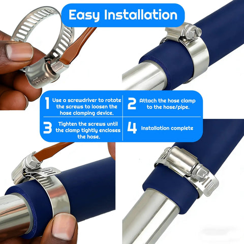 All Purpose 50 Pack Flexible Hose Clamps 6-29mm And 1 Quarter To 1 And 1 Eighth Inch, 304 Stainless Steel Worm Gear Clamps installation