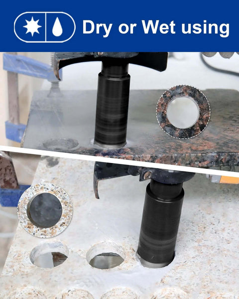 SHDIATOOL diamond core drill bit, 1-3/8 in, laser-welded for hard stone; dry or wet drilling.