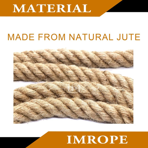 Natural 2 Inch By 50 Ft Jute Rope, Twisted 4 Strands For Arts And Crafts, Swing Sets, Garden Decor, Hammocks, Tug Of War, Diy Projects, Eco Friendly Natural Fiber Rope For Home And Outdoor Use