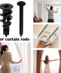 Image of Fifty Pieces Size 8 Self Drilling Drywall Anchors And Screws Kit For Wall Mounting Includes Twenty Five Heavy Duty Hollow Sheetrock Anchors And Twenty Five One Quarter Inch Screws No Pre Drill Hole Required Holds Up To 75 Lbs with curtain installation scenes.