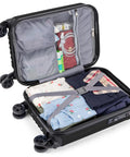 Open view of Underseat Carry On Luggage 18x14x8 Inches Hardside With TSA Lock USB Port Lightweight Removable Silent Wheels Black Travel Bag