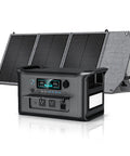 Rock Solid 1800W Portable Power Station Featuring 1024Wh LiFePO4 Battery And 100W Solar Panel with digital display and ports.