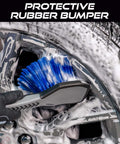 Ergonomic Wheel And Rim Cleaning Brush With Ultra Soft Bristles For Tires And Rims Rubber Lined Sides For A Firm Grip in use