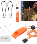 2X Survival Whistles With Lanyards And 2X Reflective Signal Mirrors, Grab-And-Go Rescue Kit For Hiking, Camping, Boating And Marine Use