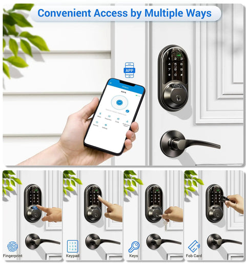 Heavy Duty Fingerprint Smart Lock With Dual Lever Handles In Matte Black For Zero Hassle Keyless Entry And Full Smartphone App Control To Secure Your Place Without The Stress