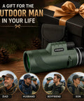 Rad Gift For Him Outdoor Monocular 10x42 For Hiking And Travel With Bright Clear Views Compact One Hand Use Ideal For Dad Husband Teen And Any Guy Into Weekend Adventures, green monocular gift set