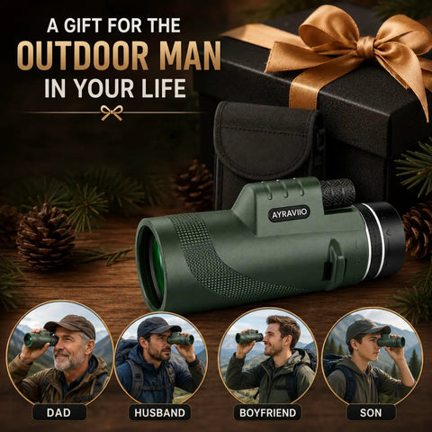 Rad Gift For Him Outdoor Monocular 10x42 For Hiking And Travel With Bright Clear Views Compact One Hand Use Ideal For Dad Husband Teen And Any Guy Into Weekend Adventures, green monocular gift set