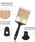 4 Inch Soft Tip Paint Brush For Walls And Trim With Pro Grade Synthetic Bristles, featuring a curved handle and hanging hole design.