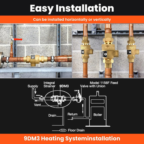 Set of three brass 1/2 in backflow preventers with dual check valves for vertical or horizontal installation