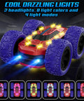 Epic Dual Sided Remote Control Car for Kids LED Lights 4WD Stunt Vehicle 360 Degree Flips with dazzling light display