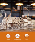 Steam Train 3D Wooden Puzzle Kit With Tender for Adults, Intricate Wooden Model Train Build, Dope Brain Teaser Engine Kit, Vintage Steam Engine Craft, Realistic Details, Challenging Yet Rewarding Project; 22 in long