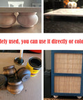Real Deal Solid Hardwood 2 Inch Round Bun Feet For Furniture Upgrades And DIY Repairs Includes Mounting Plates With Screws set of four unpainted legs on furniture.