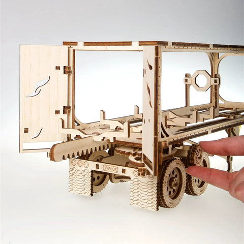 Trailer Attachment For Heavy Boy VM-03 Mechanical Truck Kit Realistic Functional Model Build With Smooth Rolling Wheels Perfect Expansion For Your Truck Crafting Project And Weekend Build Sessions, plywood trailer, 365 x 120 x 160 mm