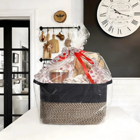 Slick Cotton Rope Storage Basket For Shelves 13X10X9 Inches Solid Woven Cube Bin No Sweat Shelf Organizer Soft Yet Sturdy Black Decorative Basket Real Deal Home Solution