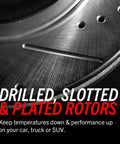 Close-up of drilled and slotted rotor from Front And Rear Brake Kit For Honda Civic 2016 2021 With Drilled And Slotted Rotors And Ceramic Brake Pads Upgrade High Performance Brake Kit Includes All Hardware And Replacement Parts K7574.