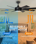 Black Ceiling Fan With Light And Remote Dimmable Fan Light For Indoor And Outdoor Use 48 Inch Stepless Color Rotation Chart