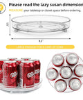 Two Pack Nine Inch Clear Acrylic Lazy Susan Turntable Spinner With Non Slip Base For Kitchen Pantry Cabinet Fridge And Makeup Tray That Is A Straight Up Game Changer For Decluttering Your Home Hella Sturdy, showing a 9.3-inch round tray with drinks.