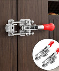 Heavy Duty 6pcs Stainless Steel Toggle Latch Clamps For Doors And Trailer Hatches Locking Hooks With Rust Proof Silver Finish mounted on wood
