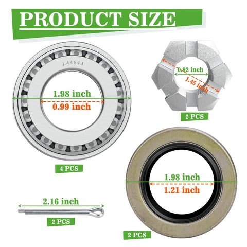 Top Tier Golf Cart Front Wheel Hub Bearing And Oil Seal Repair Kit For Ezgo Txt 1976 Up Heavy Duty Oem Replacement 50892g1 25146g1 size chart.
