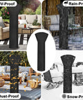 Beefed Up Heavy Duty Outdoor Patio Heater Cover With Zipper And Storage Bag, Waterproof UV Resistant Dust Proof Windproof, Black