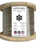 Heavy Duty 1/16 Inch Galvanized Aircraft Wire Rope Cable 7x7 Steel Construction 500 Foot Reel with label details