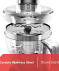 8 Cup Food Processor With Pusher And Food Chute, Big Work Bowl For Easy Slicing And Shredding, Dishwasher Safe Removable Parts