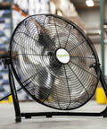 20 Inch High Velocity Floor Fan With 3 Speed Control 4650 CFM Heavy Duty Industrial Metal Shop Fan in a warehouse setting