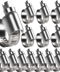 Stainless steel worm-gear hose clamps, 14-piece set, size #4 (3/8–5/8 in) for automotive fuel injection lines.