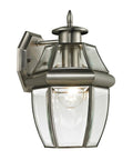 Ashford 1 Light Exterior Coach Lantern in Antique Nickel with Clear Beveled Glass for Outdoor Lighting, 100W Max, Wall Mount