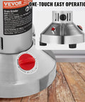 Close-up of Ultra Fast 1500W Electric Grain Mill Grinder control dial, stainless steel housing, 300g capacity.