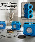 Beefed Up 3 Stage Filtration MERV 10 And HEPA Carbon Odor Removal Portable Air Purifier in industrial setting.