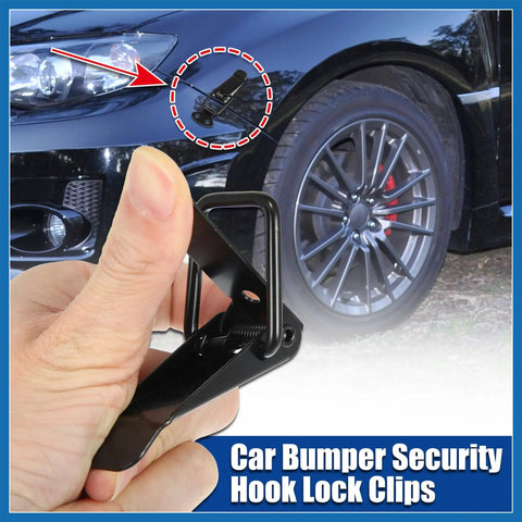 Universal Car Bumper Security Hook Lock Clips for Trunk Quick Release Fasteners 105x33mm 2 Pack, shown installed on car