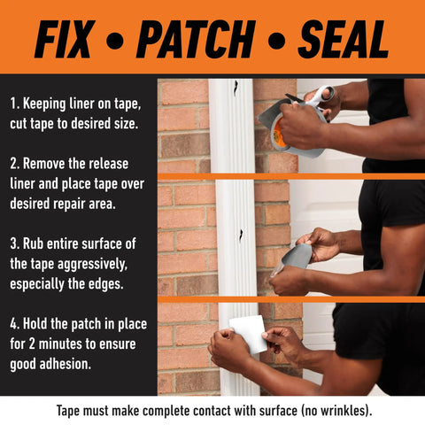 Waterproof Patch And Seal Tape White 4 Inch By 10 Foot Pack Of 1 used on brick wall for heavy duty weatherproof seal.