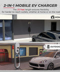 Fast Level 2 40 Amp Portable EV Charger with 25 Foot Cable installed at home and outdoor charging stations.