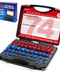 74 Piece Nut And Bolt Thread Checker Gauge With Detachable Bits, 39 Inch And 35 Metric Rustproof Size Finder, Screw Identifier Tool For Measuring In Tight Narrow Spaces And Hard To Reach Areas, open case