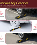 Beefy Two Pack Heavy Duty Rubber Wheel Stops For Garage Parking, Durable High Density Rubber, High Visibility Reflective Strip