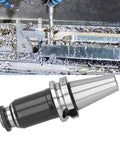Gt12 110L Tapping Holder Collet Chuck With Telescopic Buffer Overload Torsion for CNC Machining Center shown with metal shavings