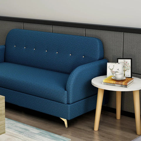 Blue sofa with Sturdy Metal Furniture Feet Replacement Legs for Sofa, Cabinet, Coffee Table and More, golden finish