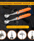 Telescoping Magnetic Pickup Tool With 20 Pound Pull Strength, stainless steel, extended among tools, close-up view