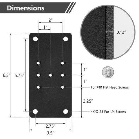 Dimensions of Two Pack 4x4 Post Anchor Plates For Decks, Wood Fences, Mailboxes And Posts, Heavy Duty Structural Steel Post Bases.